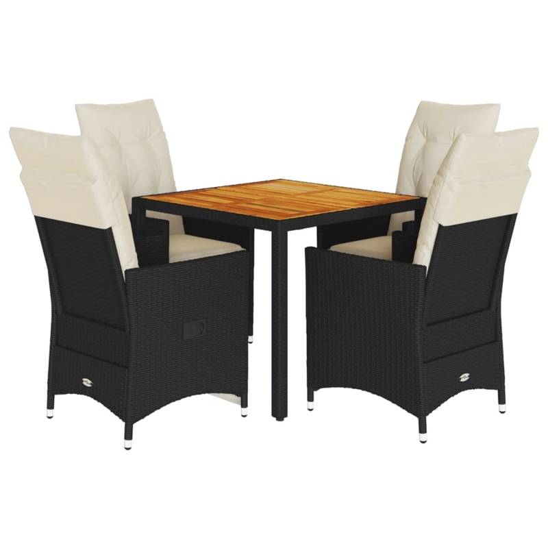 vidaXL 5-tlg Garten-Essgruppe mit Kissen Schwarz Poly Rattan Modell 198 von VIDAXL