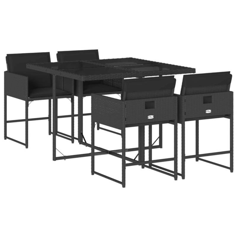 vidaXL 5-tlg Garten-Essgruppe mit Kissen Schwarz Poly Rattan Modell 206 von VIDAXL