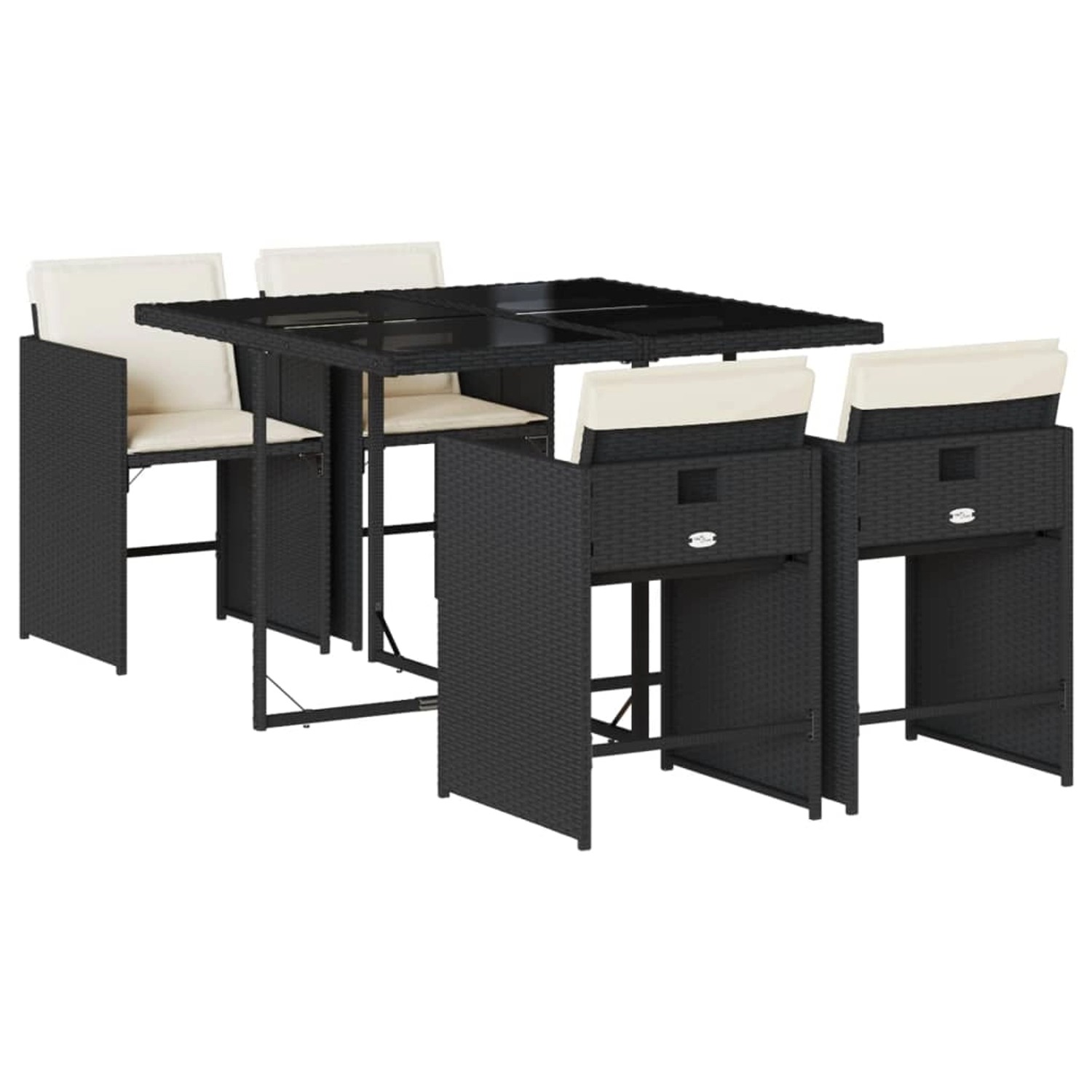 vidaXL 5-tlg Garten-Essgruppe mit Kissen Schwarz Poly Rattan Modell 210 vidaXL 5-tlg Garten-Essgruppe mit Kissen Schwarz Poly Rattan Modell 210 von VIDAXL