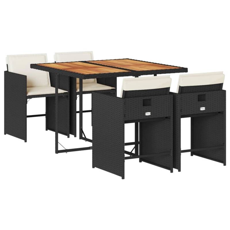 vidaXL 5-tlg Garten-Essgruppe mit Kissen Schwarz Poly Rattan Modell 211 von VIDAXL