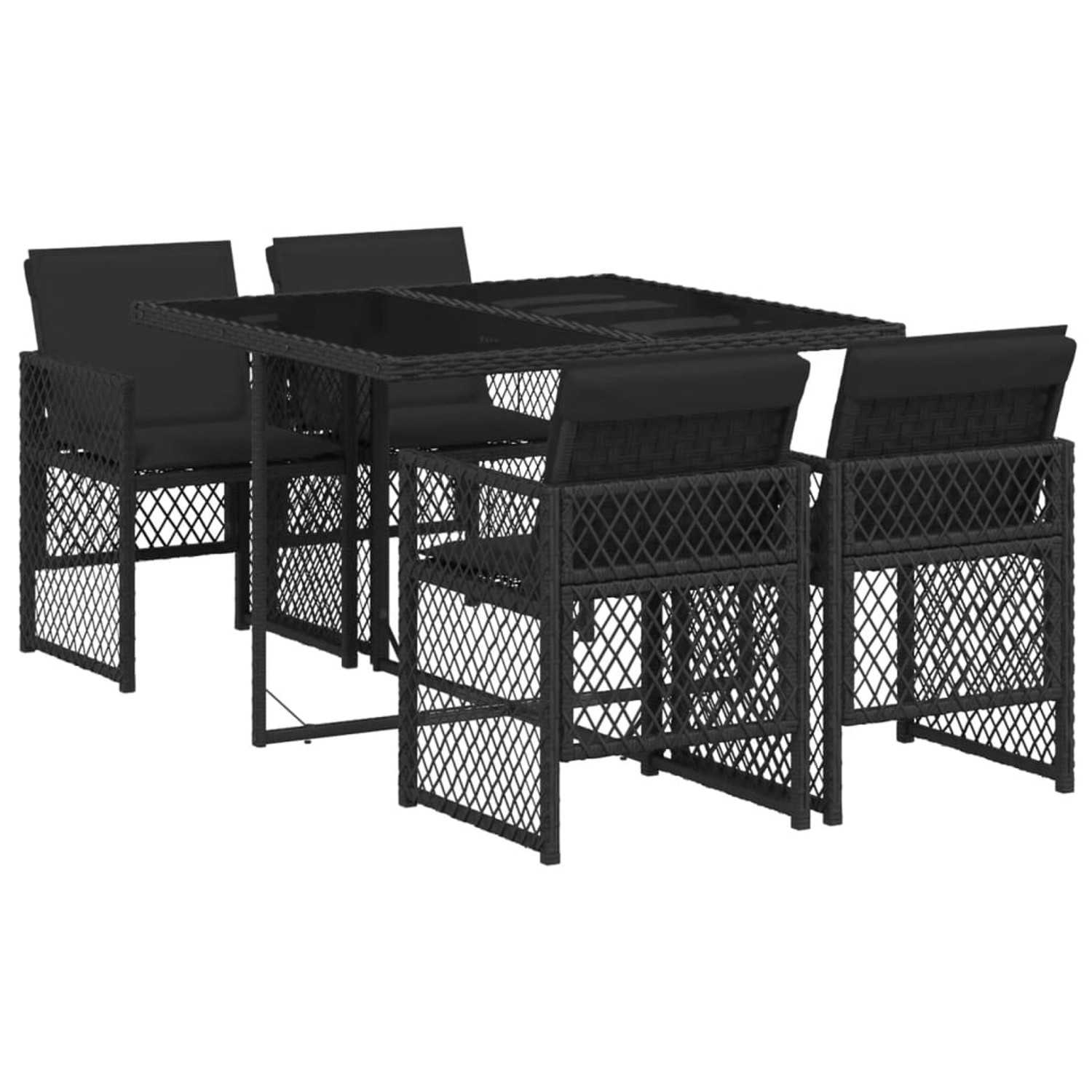 vidaXL 5-tlg Garten-Essgruppe mit Kissen Schwarz Poly Rattan Modell 214 vidaXL 5-tlg Garten-Essgruppe mit Kissen Schwarz Poly Rattan Modell 214 von VIDAXL