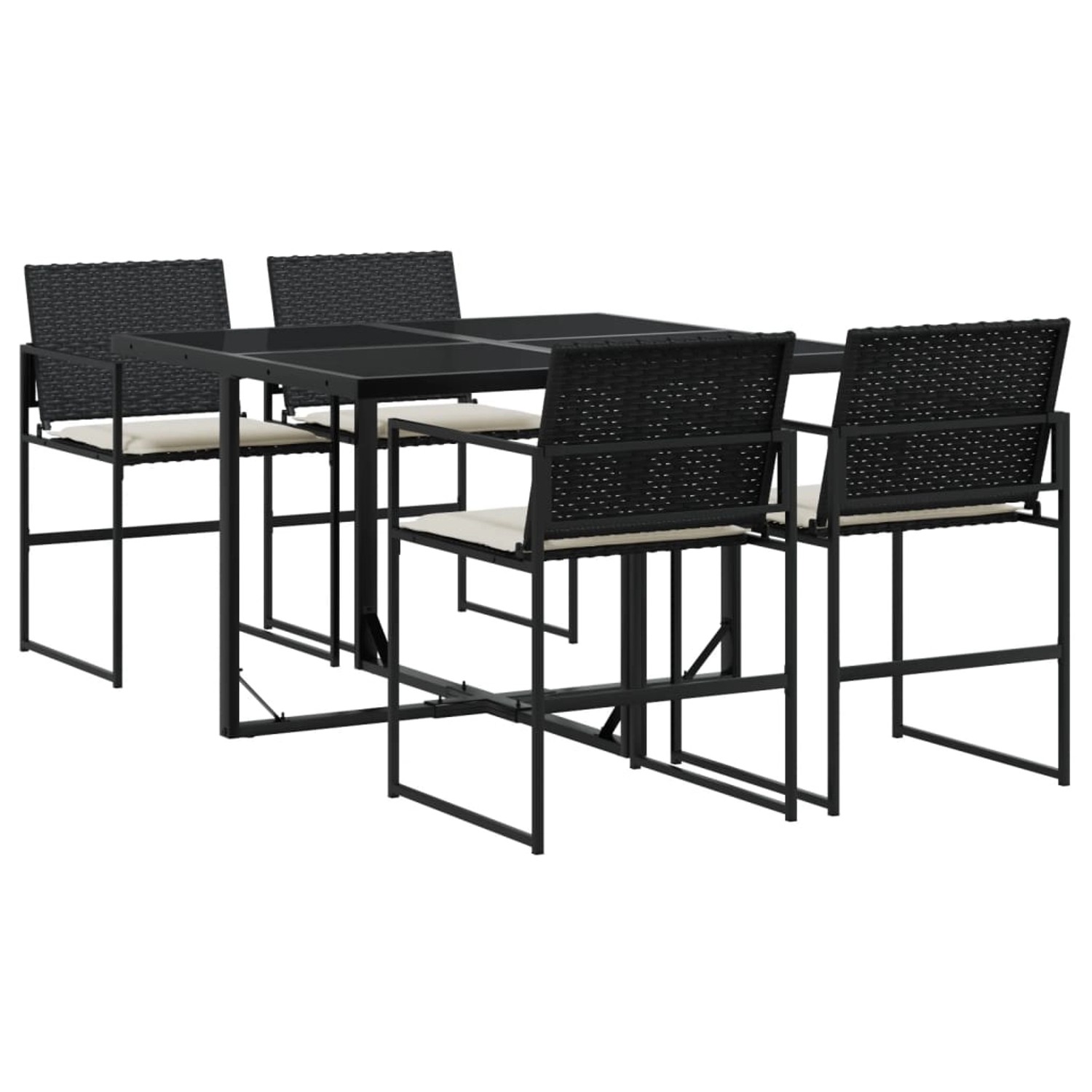 vidaXL 5-tlg Garten-Essgruppe mit Kissen Schwarz Poly Rattan Modell 218 vidaXL 5-tlg Garten-Essgruppe mit Kissen Schwarz Poly Rattan Modell 218 von VIDAXL