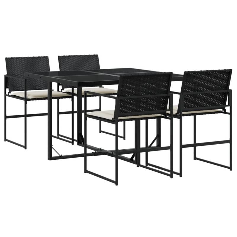 vidaXL 5-tlg Garten-Essgruppe mit Kissen Schwarz Poly Rattan Modell 218 von VIDAXL