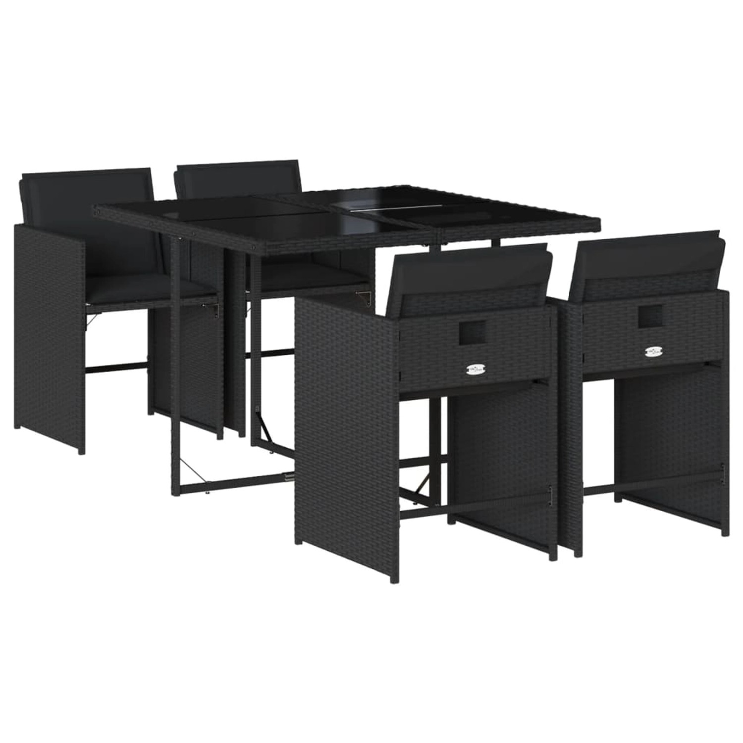 vidaXL 5-tlg Garten-Essgruppe mit Kissen Schwarz Poly Rattan Modell 220 vidaXL 5-tlg Garten-Essgruppe mit Kissen Schwarz Poly Rattan Modell 220 von VIDAXL