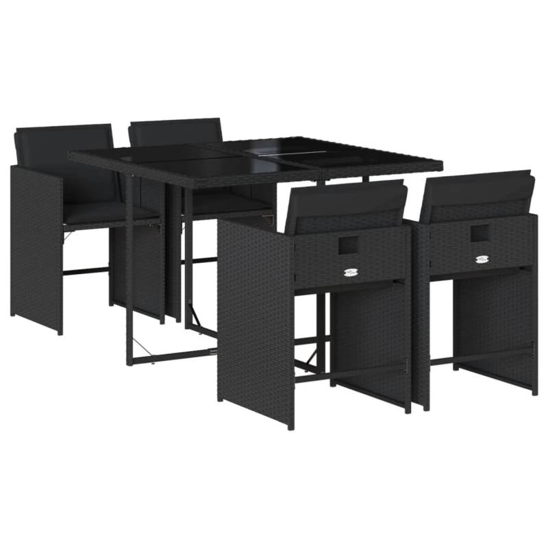 vidaXL 5-tlg Garten-Essgruppe mit Kissen Schwarz Poly Rattan Modell 220 von VIDAXL