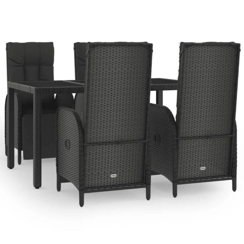 vidaXL 5-tlg Garten-Essgruppe mit Kissen Schwarz Poly Rattan Modell 28 von VIDAXL