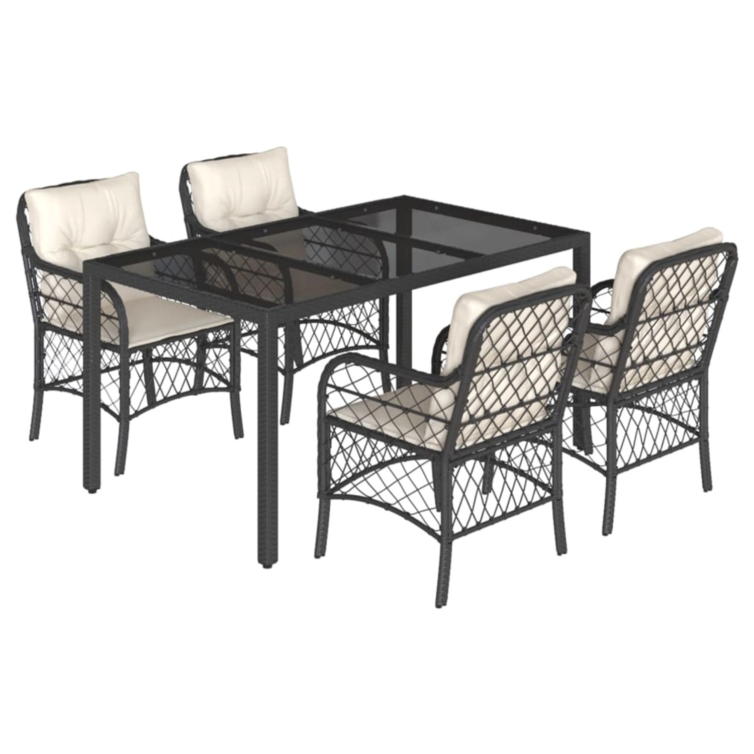 vidaXL 5-tlg Garten-Essgruppe mit Kissen Schwarz Poly Rattan Modell 86 vidaXL 5-tlg Garten-Essgruppe mit Kissen Schwarz Poly Rattan Modell 86 von VIDAXL