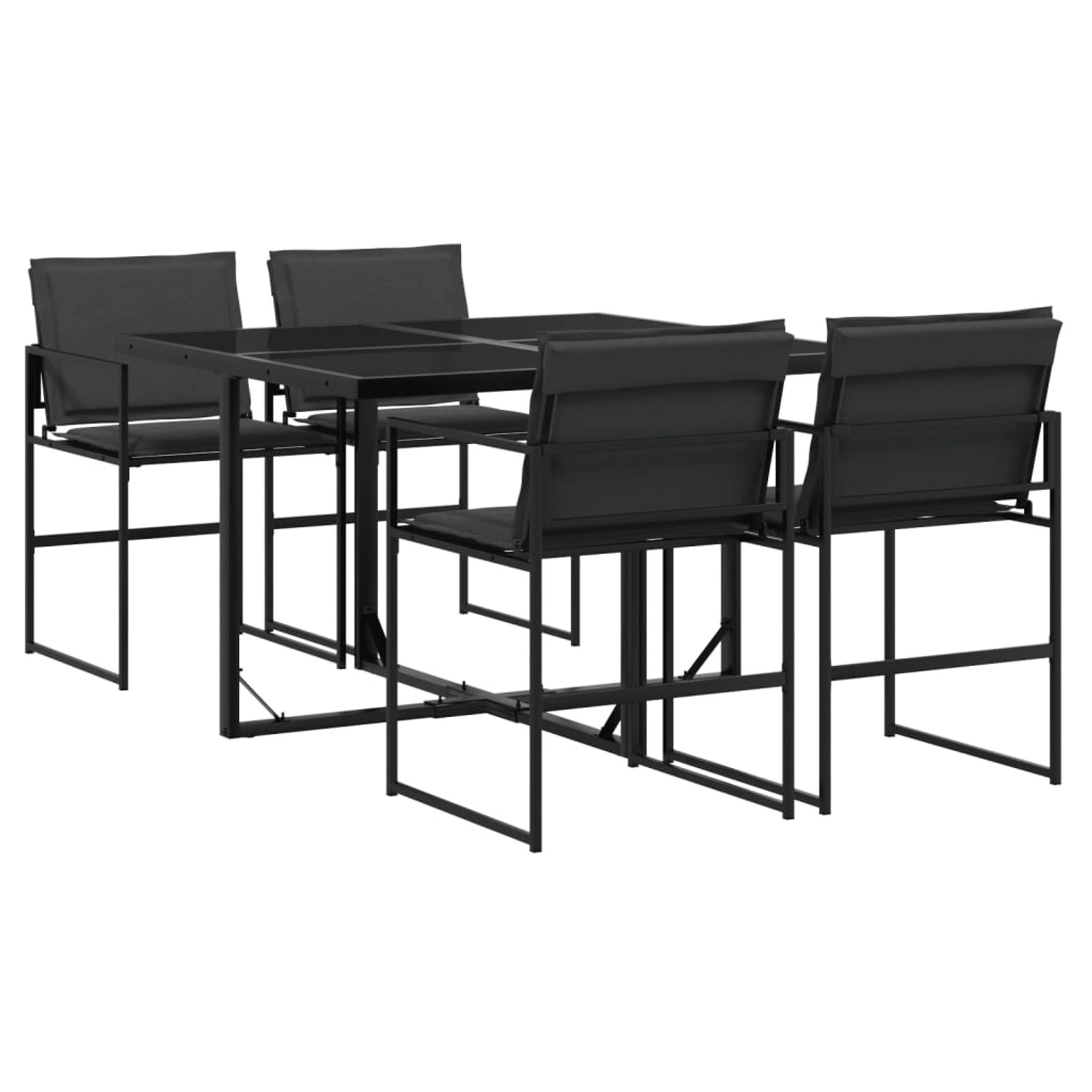 vidaXL 5-tlg Garten-Essgruppe mit Kissen Schwarz Textilene vidaXL 5-tlg Garten-Essgruppe mit Kissen Schwarz Textilene von VIDAXL