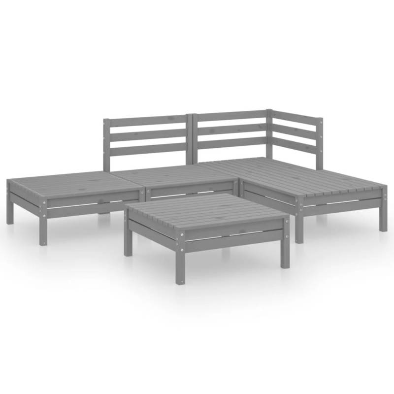 vidaXL 5-tlg Garten-Lounge-Set Massivholz Kiefer Grau Modell 1 von VIDAXL