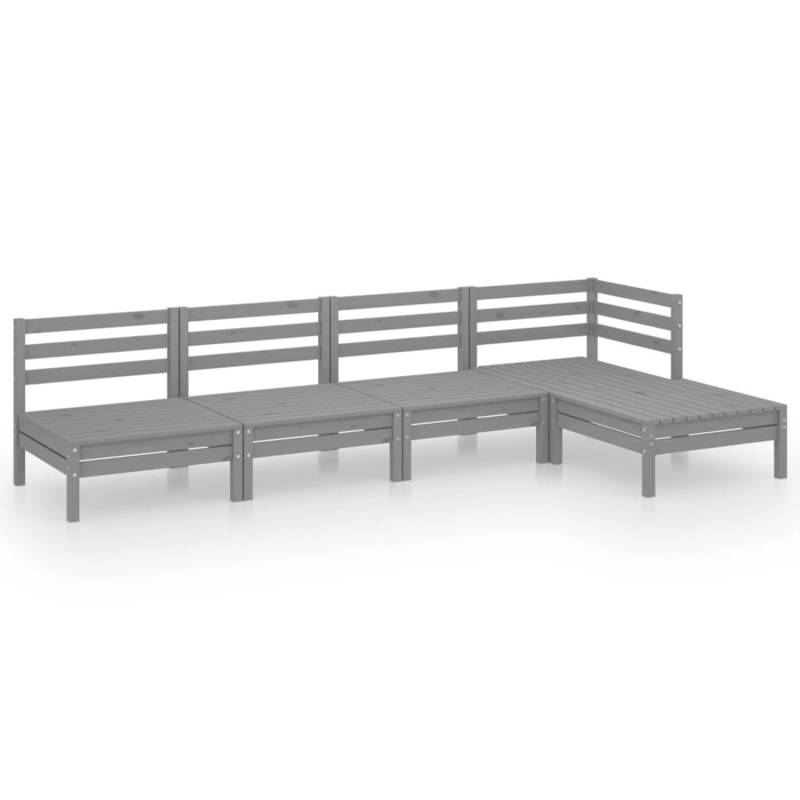 vidaXL 5-tlg Garten-Lounge-Set Massivholz Kiefer Grau Modell 2 von VIDAXL
