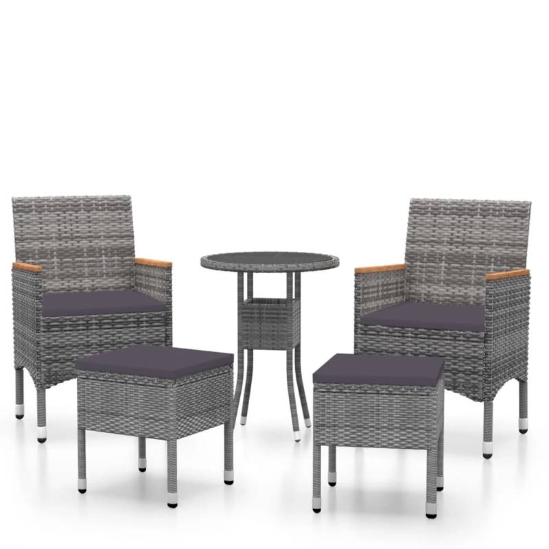 vidaXL 5-tlg Garten-Lounge-Set Poly Rattan Grau Modell 5 von VIDAXL
