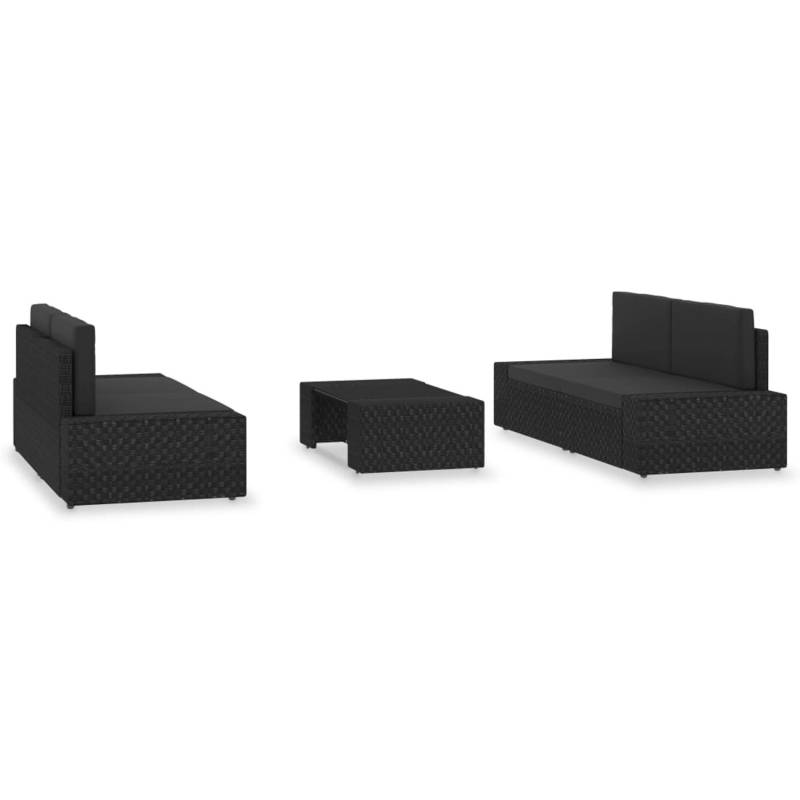 vidaXL 5-tlg Garten-Lounge-Set Poly Rattan Schwarz Modell 1 von VIDAXL