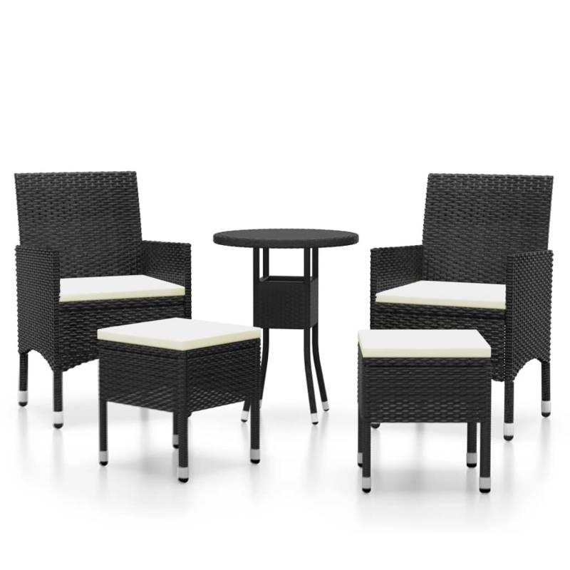 vidaXL 5-tlg Garten-Lounge-Set Poly Rattan Schwarz Modell 3 von VIDAXL