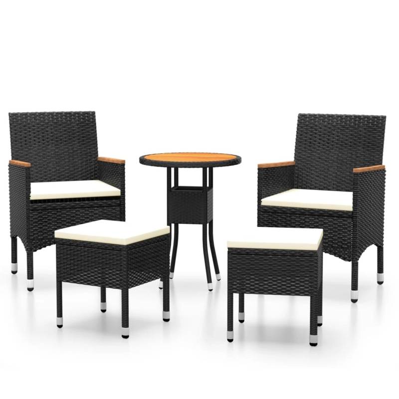vidaXL 5-tlg Garten-Lounge-Set Poly Rattan Schwarz Modell 6 von VIDAXL