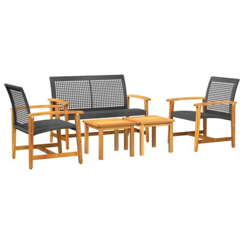 vidaXL 5-tlg Garten-Lounge-Set Schwarz Poly Rattan und Akazienholz von VIDAXL