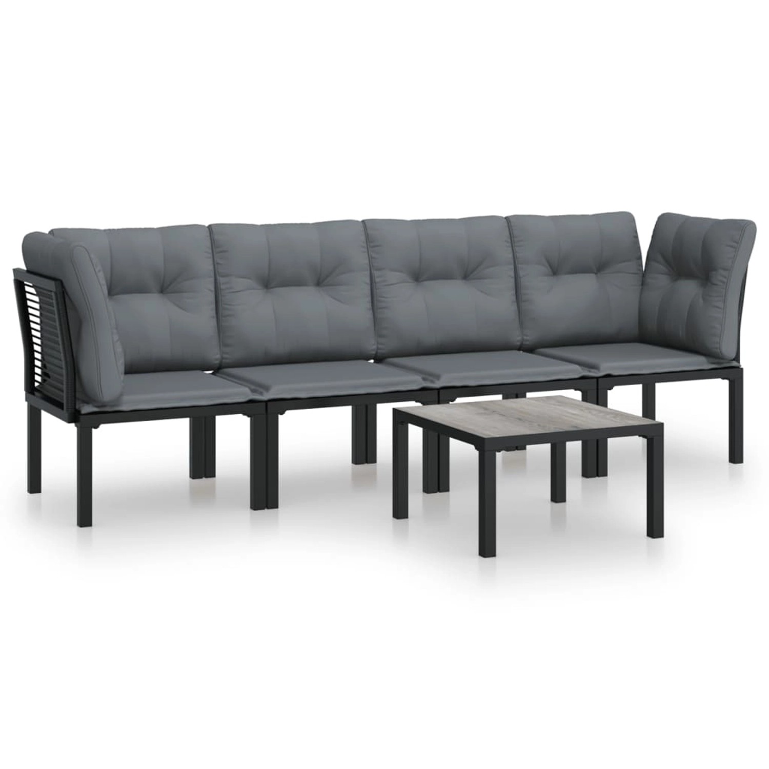 vidaXL 5-tlg Garten-Lounge-Set Schwarz und Grau Poly Rattan Modell 2 vidaXL 5-tlg Garten-Lounge-Set Schwarz und Grau Poly Rattan Modell 2 von VIDAXL
