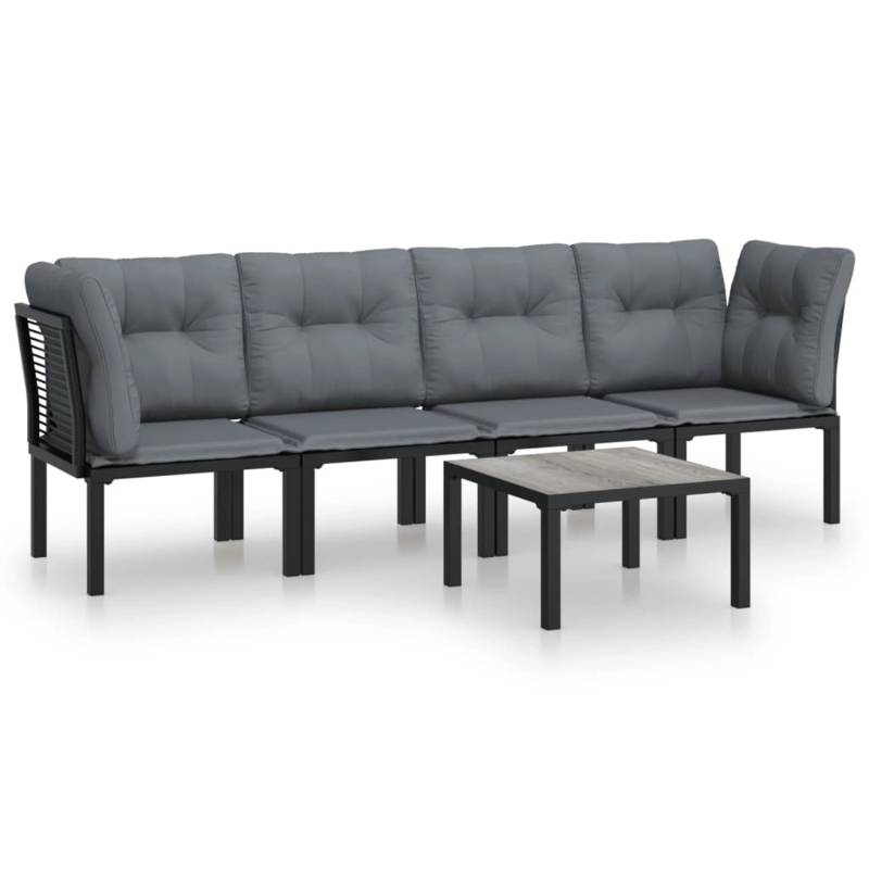 vidaXL 5-tlg Garten-Lounge-Set Schwarz und Grau Poly Rattan Modell 2 von VIDAXL