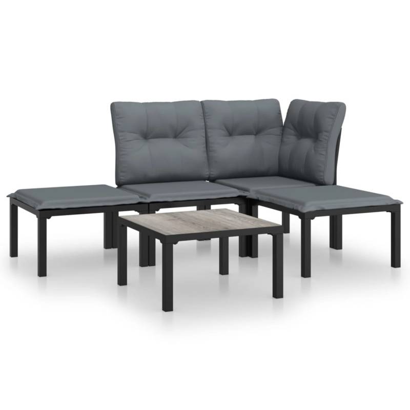 vidaXL 5-tlg Garten-Lounge-Set Schwarz und Grau Poly Rattan Modell 3 von VIDAXL