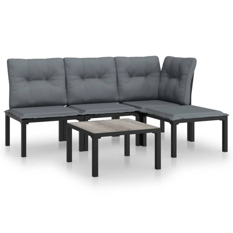 vidaXL 5-tlg Garten-Lounge-Set Schwarz und Grau Poly Rattan Modell 4 von VIDAXL
