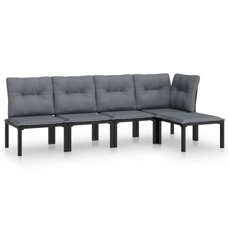vidaXL 5-tlg Garten-Lounge-Set Schwarz und Grau Poly Rattan Modell 5 von VIDAXL