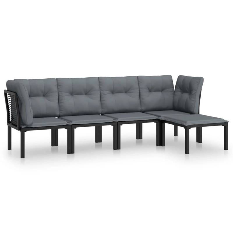 vidaXL 5-tlg Garten-Lounge-Set Schwarz und Grau Poly Rattan Modell 7 von VIDAXL