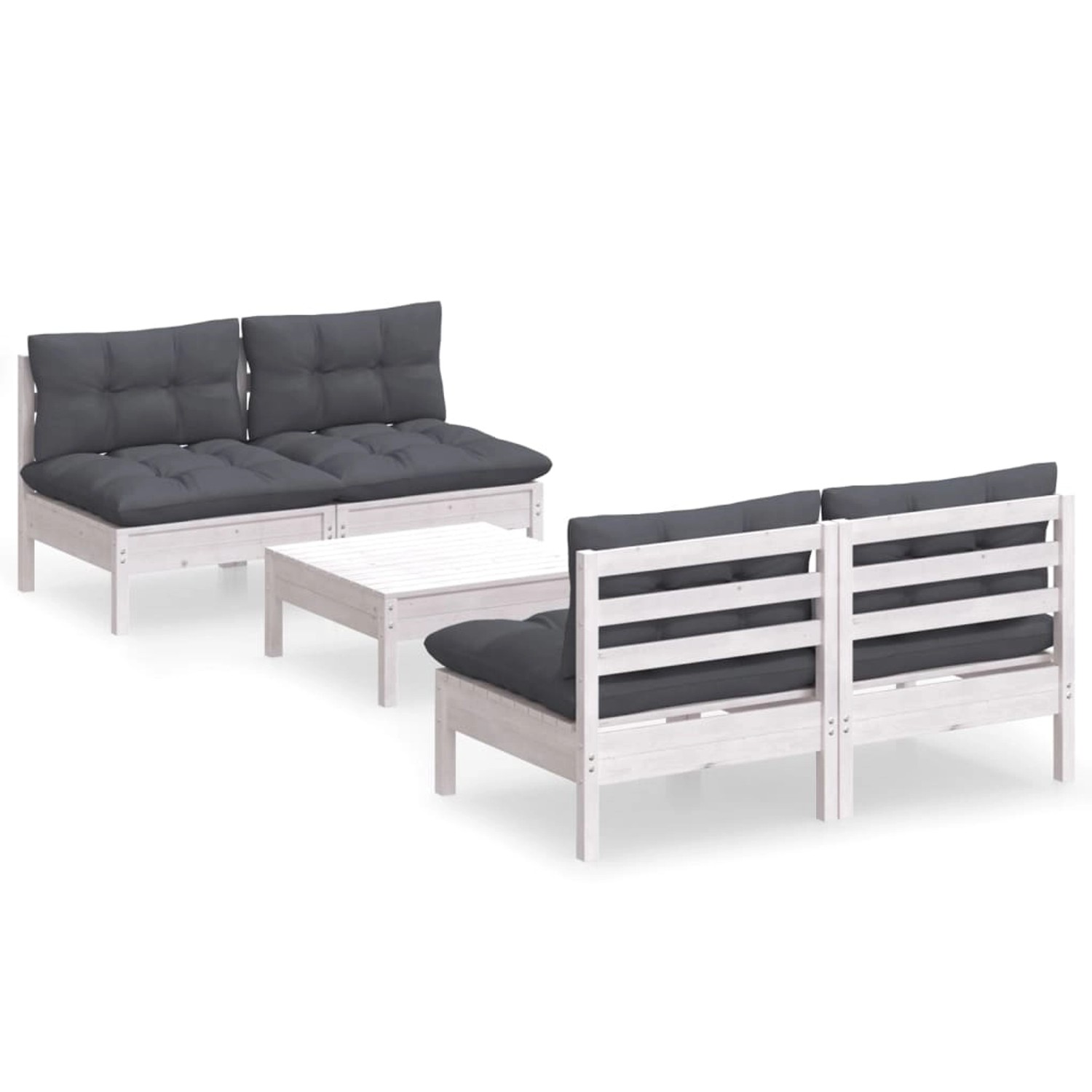 vidaXL 5-tlg Garten-Lounge-Set mit Anthrazit Kissen Kiefernholz Modell 1 vidaXL 5-tlg Garten-Lounge-Set mit Anthrazit Kissen Kiefernholz Modell 1 von VIDAXL