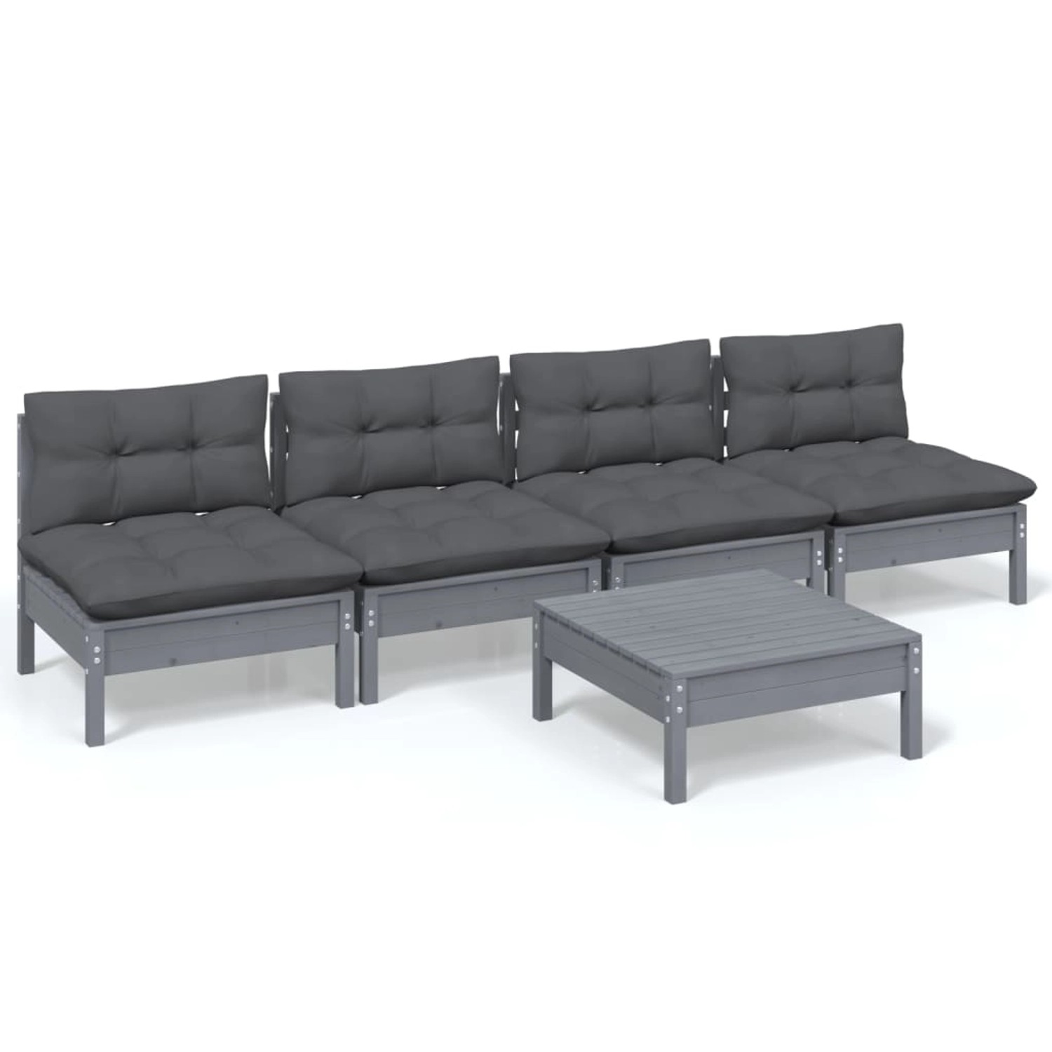 vidaXL 5-tlg Garten-Lounge-Set mit Anthrazit Kissen Kiefernholz Modell 11 vidaXL 5-tlg Garten-Lounge-Set mit Anthrazit Kissen Kiefernholz Modell 11 von VIDAXL
