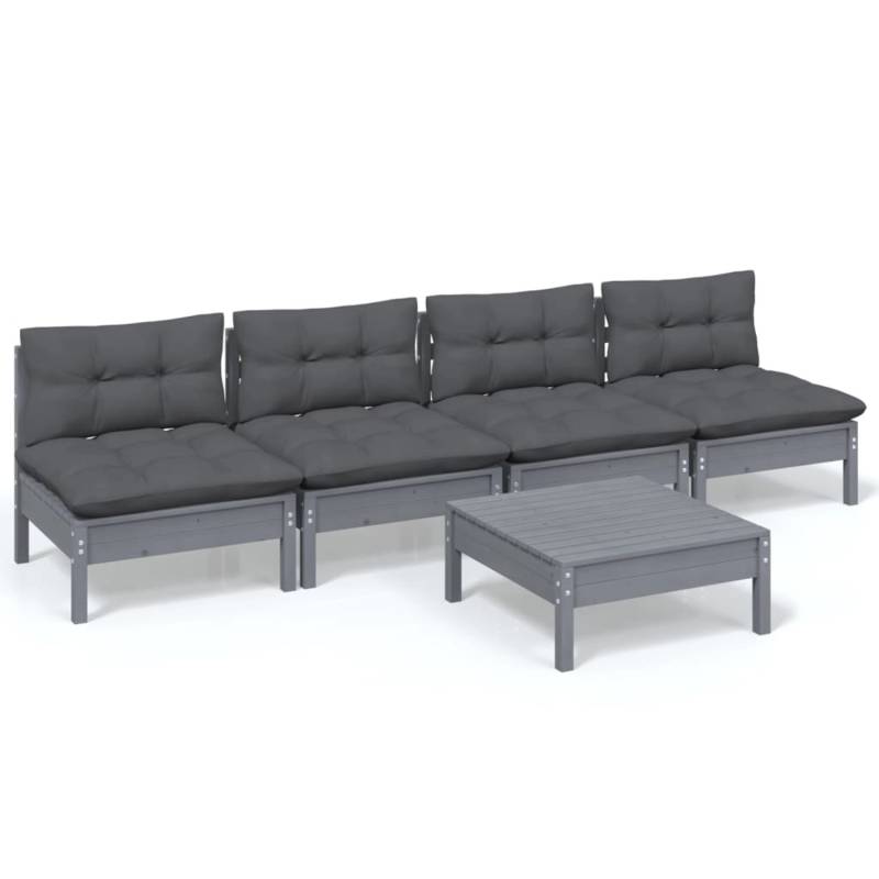 vidaXL 5-tlg Garten-Lounge-Set mit Anthrazit Kissen Kiefernholz Modell 11 von VIDAXL