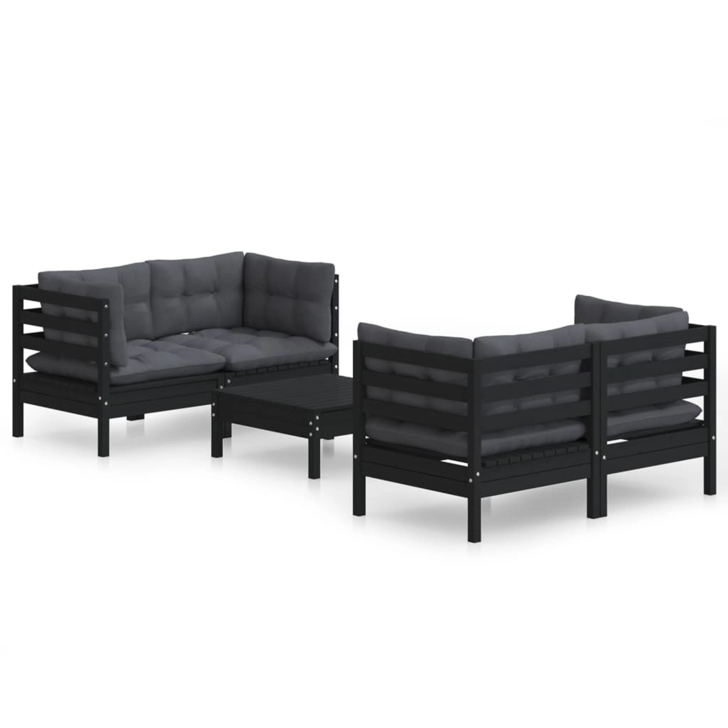 vidaXL 5-tlg Garten-Lounge-Set mit Anthrazit Kissen Kiefernholz Modell 6 vidaXL 5-tlg Garten-Lounge-Set mit Anthrazit Kissen Kiefernholz Modell 6 von VIDAXL