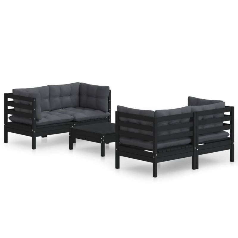 vidaXL 5-tlg Garten-Lounge-Set mit Anthrazit Kissen Kiefernholz Modell 6 von VIDAXL