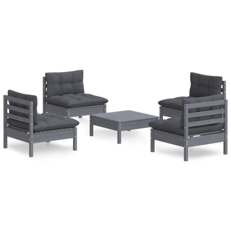 vidaXL 5-tlg Garten-Lounge-Set mit Anthrazit Kissen Kiefernholz Modell 8 von VIDAXL