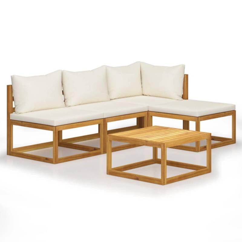 vidaXL 5-tlg Garten-Lounge-Set mit Auflagen Creme Massivholz Akazie Modell 1 von VIDAXL