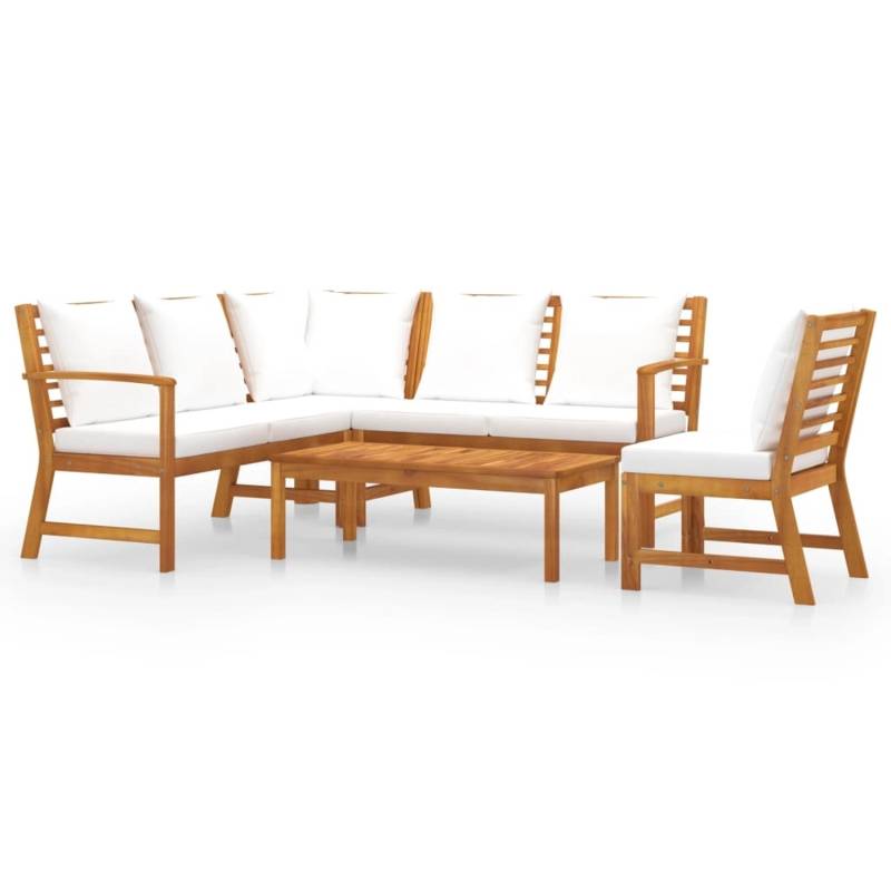 vidaXL 5-tlg Garten-Lounge-Set mit Auflagen Creme Massivholz Akazie Modell 4 von VIDAXL