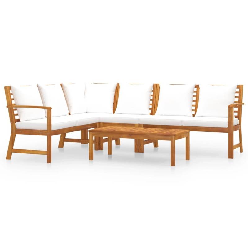 vidaXL 5-tlg Garten-Lounge-Set mit Auflagen Creme Massivholz Akazie Modell 5 von VIDAXL