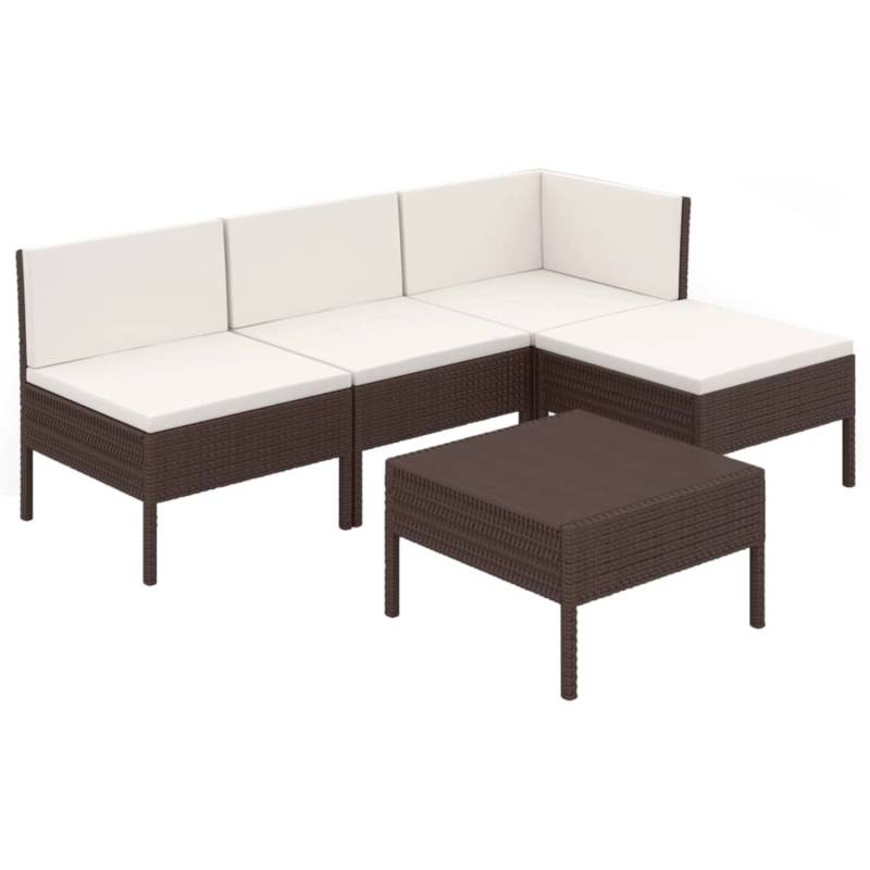 vidaXL 5-tlg Garten-Lounge-Set mit Auflagen Poly Rattan Braun Modell 13 von VIDAXL
