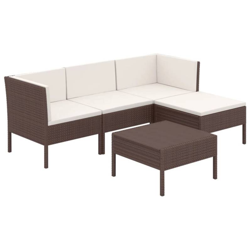 vidaXL 5-tlg Garten-Lounge-Set mit Auflagen Poly Rattan Braun Modell 15 von VIDAXL