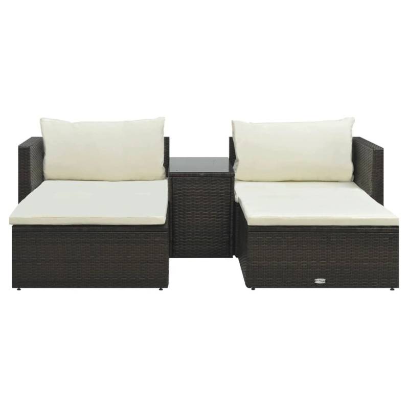 vidaXL 5-tlg Garten-Lounge-Set mit Auflagen Poly Rattan Braun Modell 7 von VIDAXL