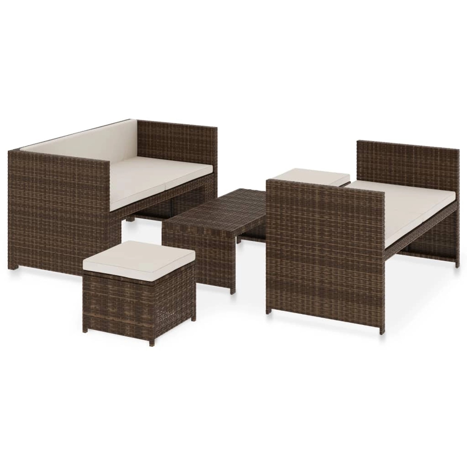vidaXL 5-tlg Garten-Lounge-Set mit Auflagen Poly Rattan Braun Modell 8 vidaXL 5-tlg Garten-Lounge-Set mit Auflagen Poly Rattan Braun Modell 8 von VIDAXL