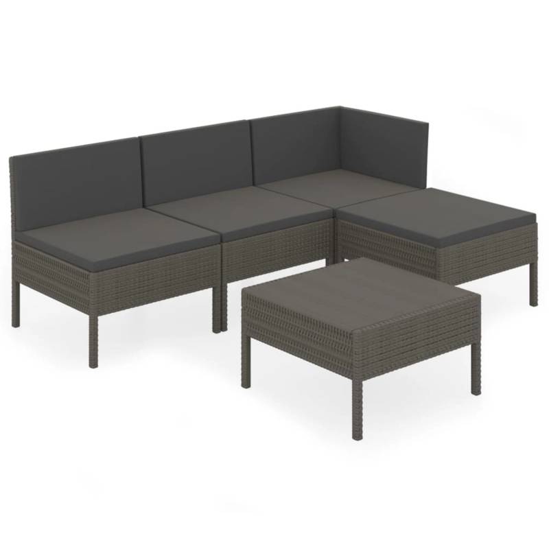 vidaXL 5-tlg Garten-Lounge-Set mit Auflagen Poly Rattan Grau Modell 14 von VIDAXL