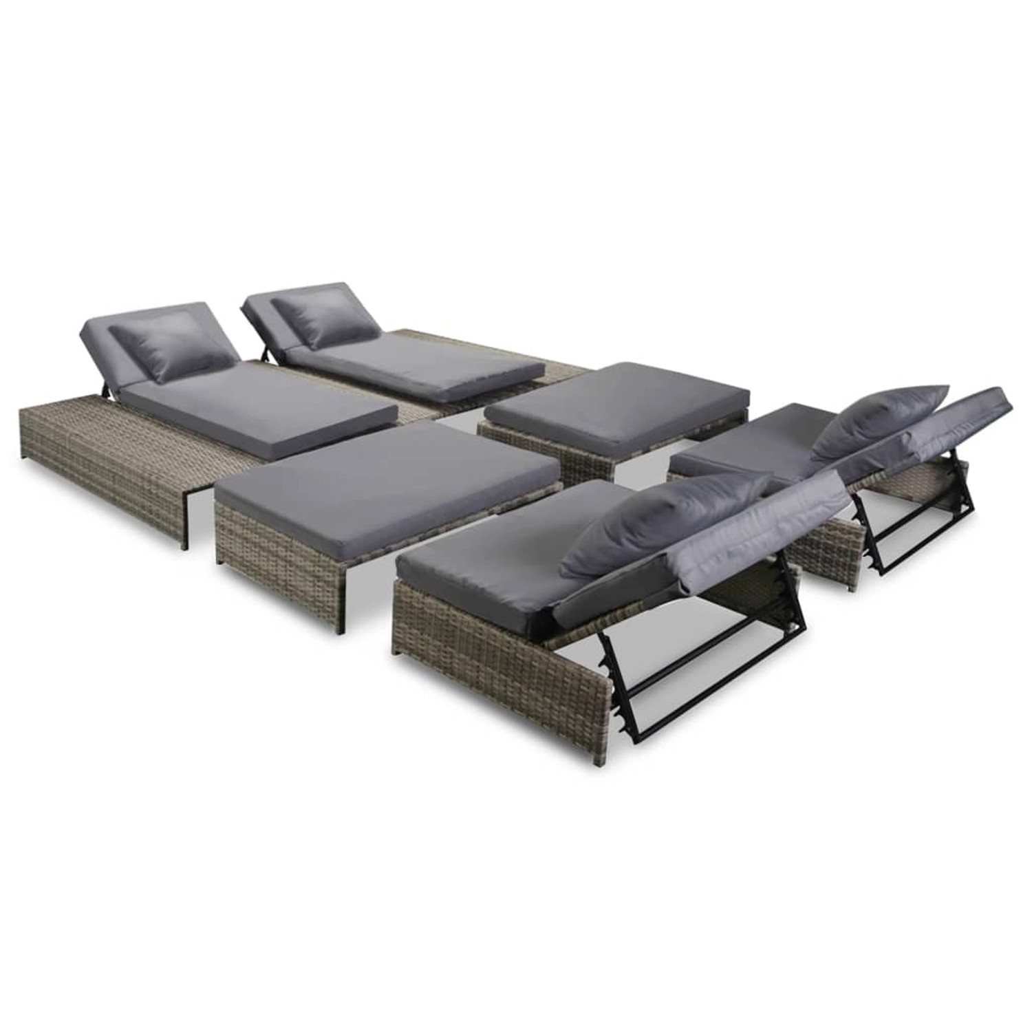 vidaXL 5-tlg Garten-Lounge-Set mit Auflagen Poly Rattan Grau Modell 2 vidaXL 5-tlg Garten-Lounge-Set mit Auflagen Poly Rattan Grau Modell 2 von VIDAXL