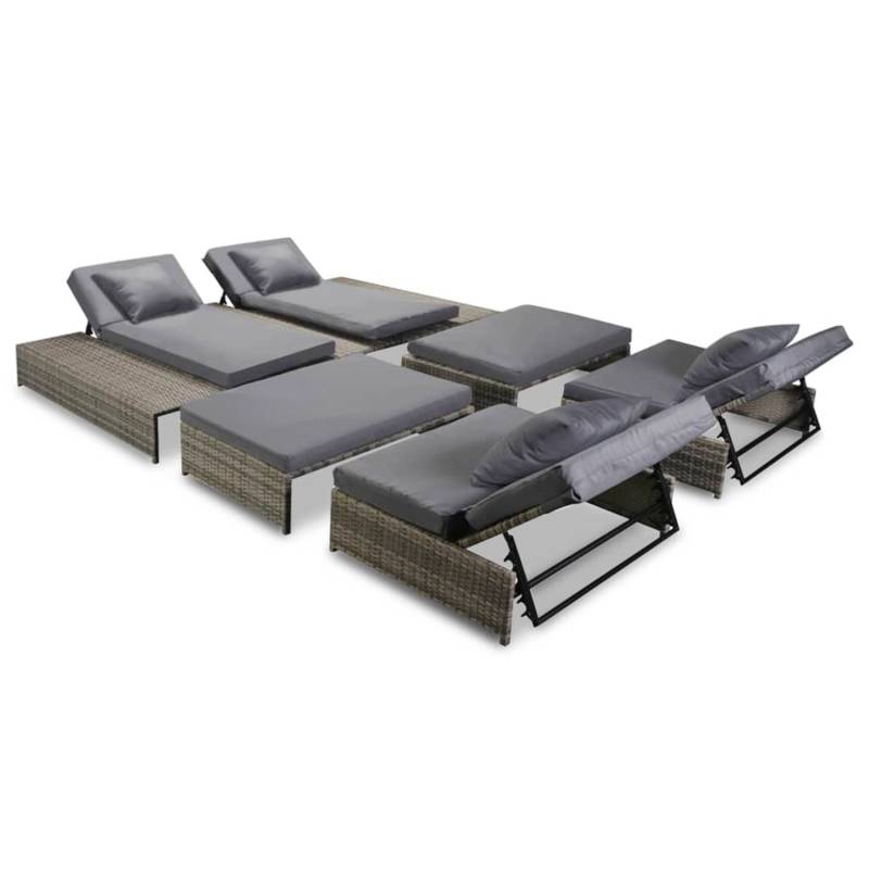 vidaXL 5-tlg Garten-Lounge-Set mit Auflagen Poly Rattan Grau Modell 2 von VIDAXL