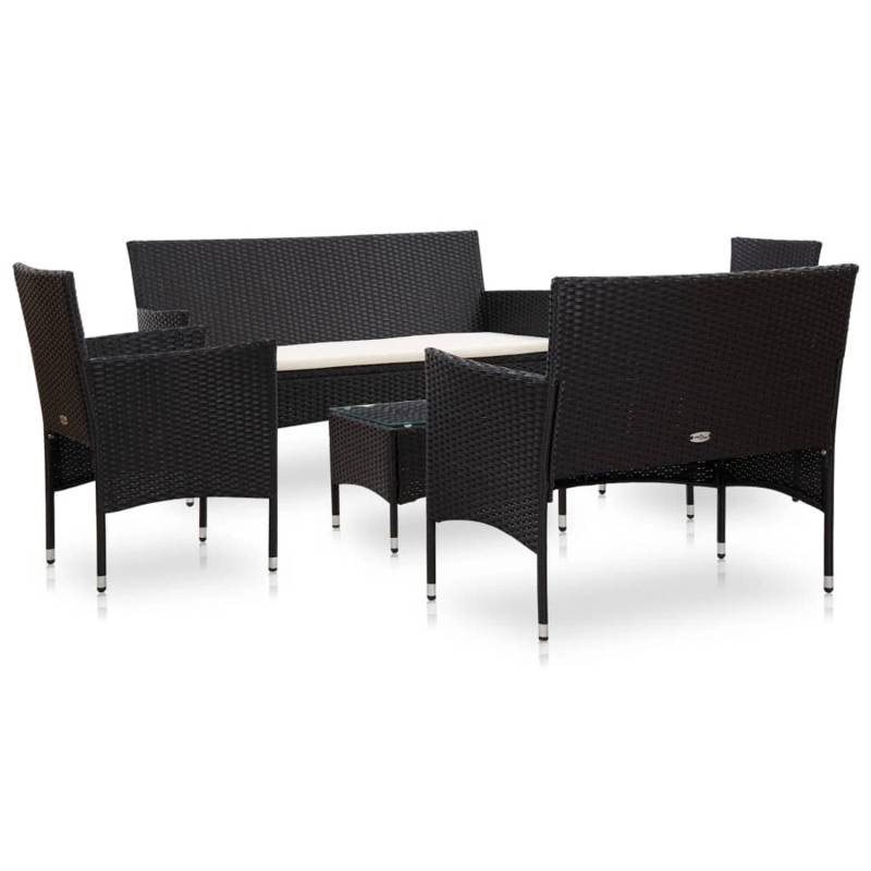 vidaXL 5-tlg Garten-Lounge-Set mit Auflagen Poly Rattan Schwarz Modell 10 von VIDAXL