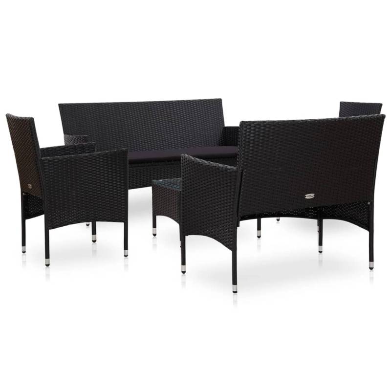 vidaXL 5-tlg Garten-Lounge-Set mit Auflagen Poly Rattan Schwarz Modell 11 von VIDAXL