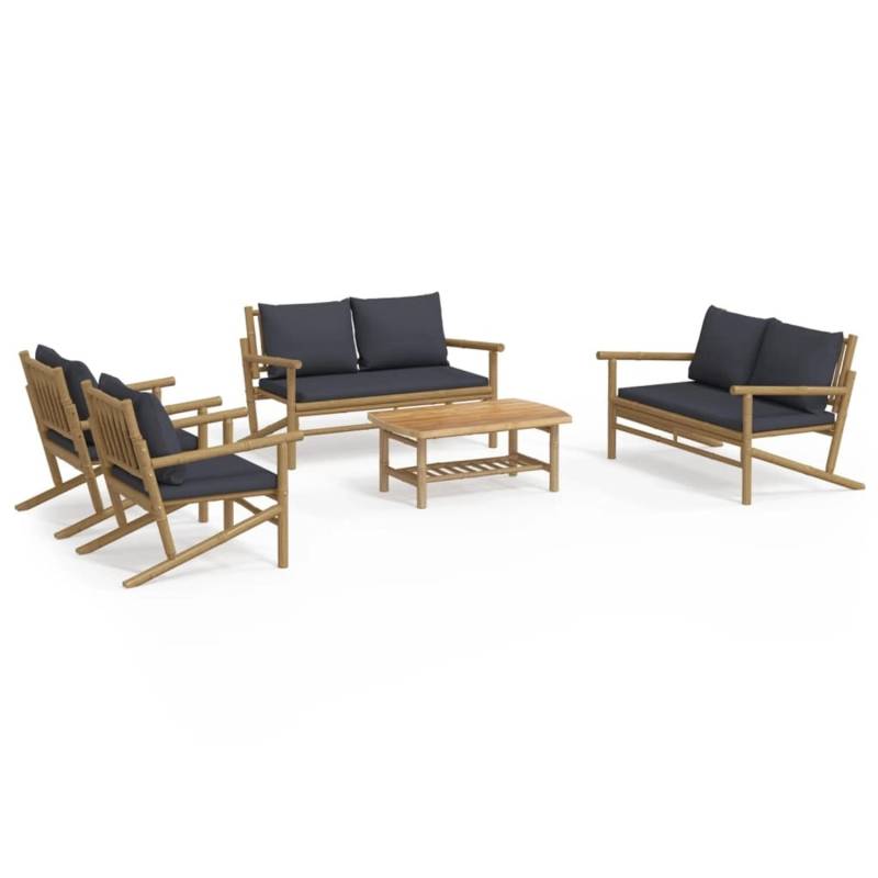 vidaXL 5-tlg Garten-Lounge-Set mit Dunkelgrauen Kissen Bambus Modell 9 von VIDAXL