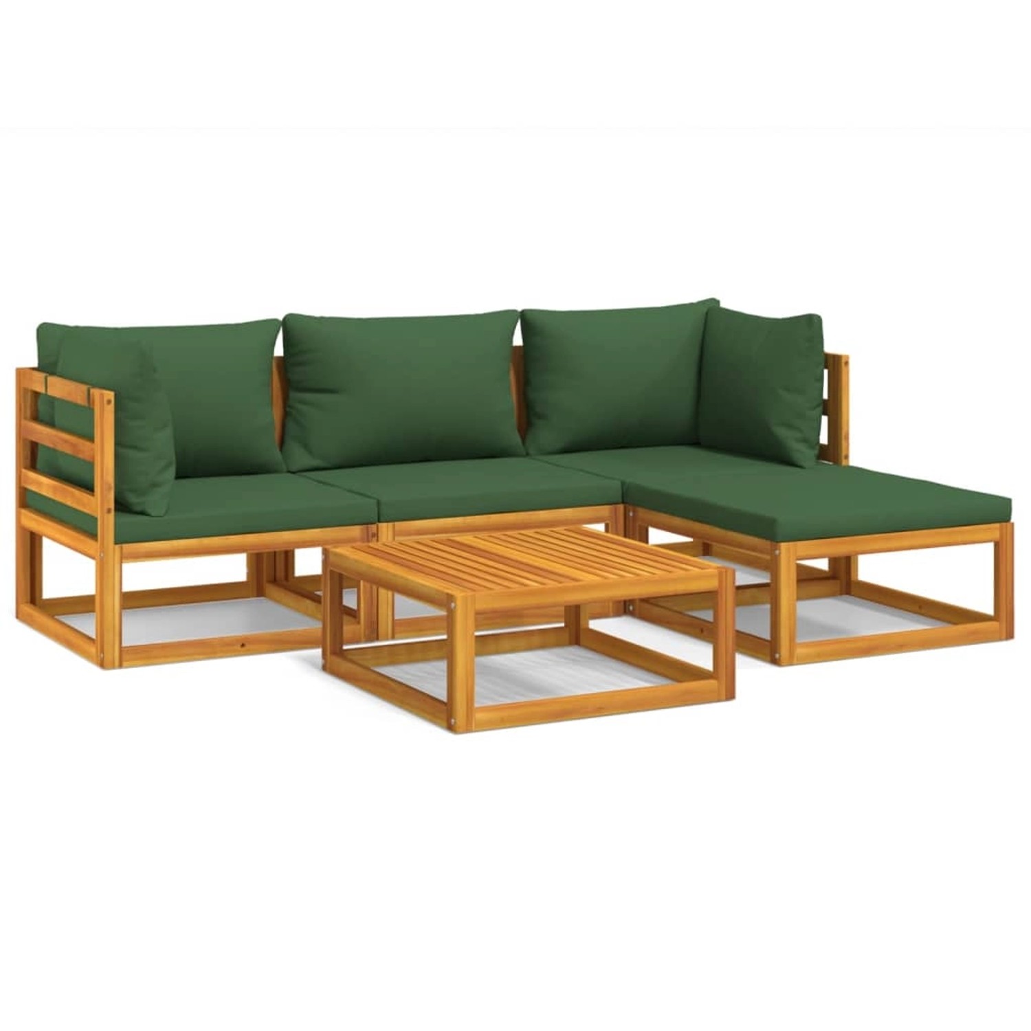 vidaXL 5-tlg Garten-Lounge-Set mit Grünen Kissen Massivholz Modell 2 vidaXL 5-tlg Garten-Lounge-Set mit Grünen Kissen Massivholz Modell 2 von VIDAXL