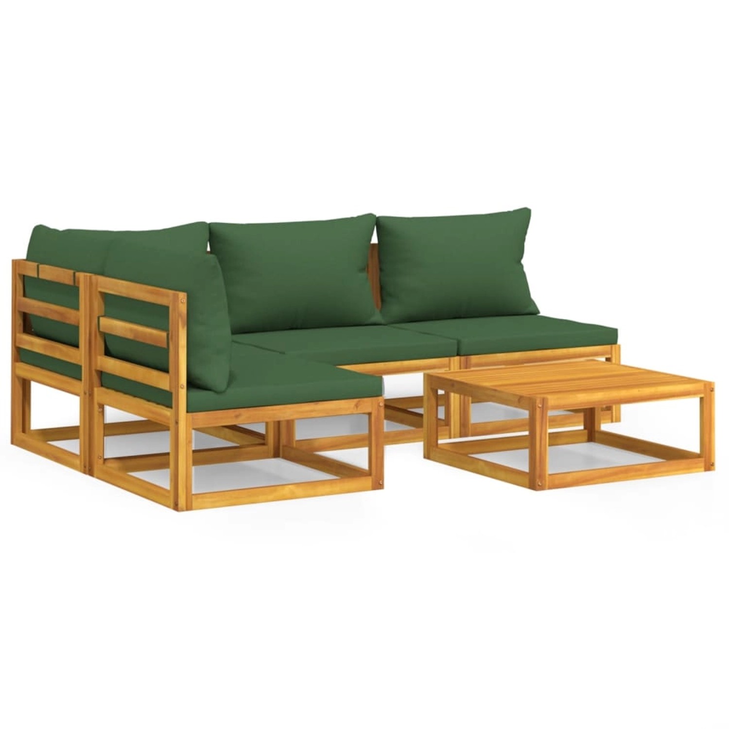 vidaXL 5-tlg Garten-Lounge-Set mit Grünen Kissen Massivholz Modell 4 vidaXL 5-tlg Garten-Lounge-Set mit Grünen Kissen Massivholz Modell 4 von VIDAXL