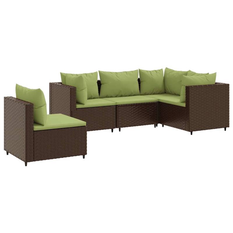vidaXL 5-tlg Garten-Lounge-Set mit Kissen Braun Poly Rattan Modell 13 von VIDAXL