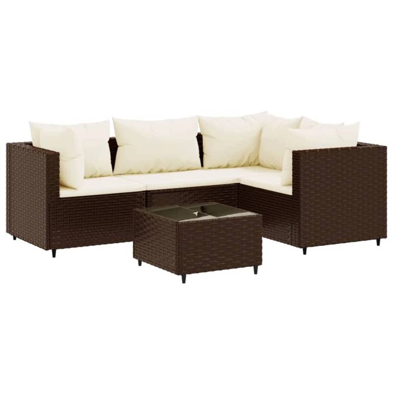 vidaXL 5-tlg Garten-Lounge-Set mit Kissen Braun Poly Rattan Modell 17 von VIDAXL