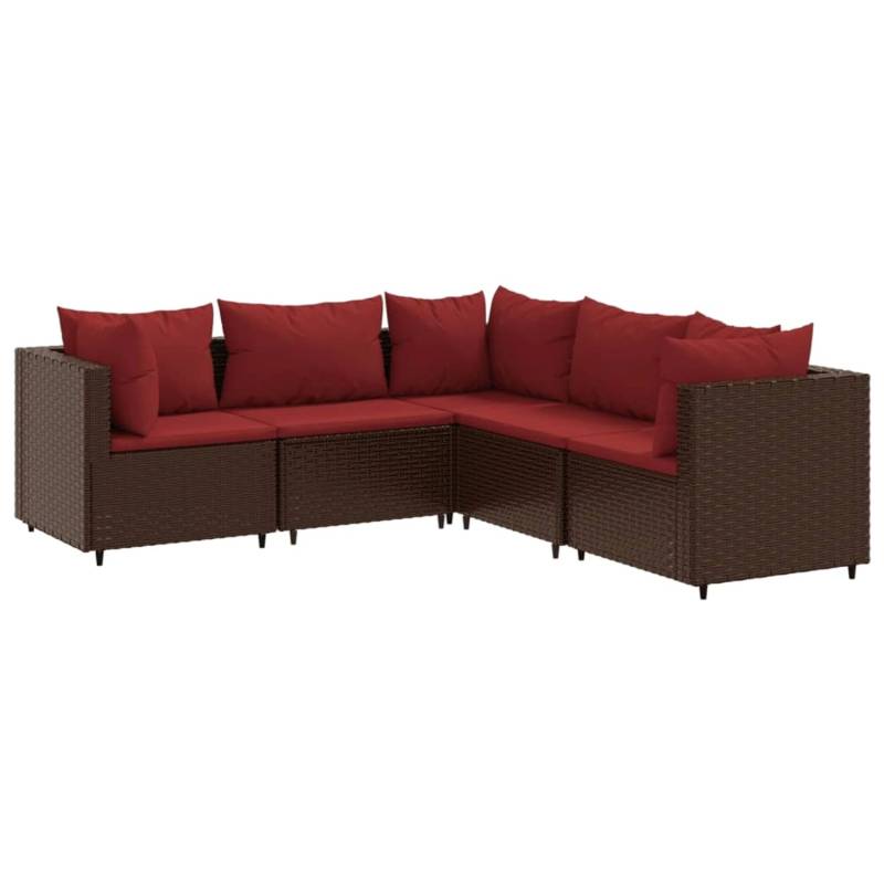 vidaXL 5-tlg Garten-Lounge-Set mit Kissen Braun Poly Rattan Modell 18 von VIDAXL