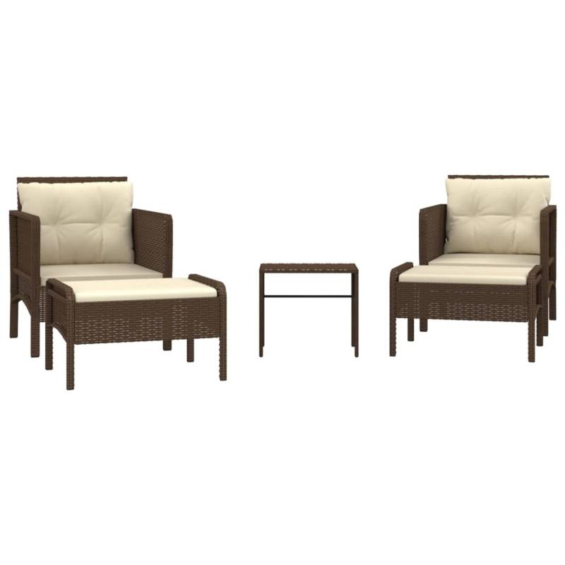 vidaXL 5-tlg Garten-Lounge-Set mit Kissen Braun Poly Rattan Modell 4 von VIDAXL